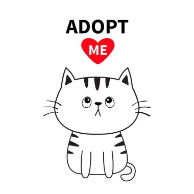 Beyaz arka plan üzerinde izole kontur oturan kedi 