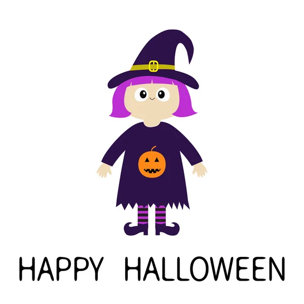 Feliz Halloween Bruja Con Sombrero Rizo — Vector de stock
