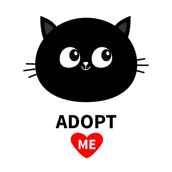 Adoption Des Animaux Compagnie Tête Chat Noire Isolée Sur Fond — Image vectorielle