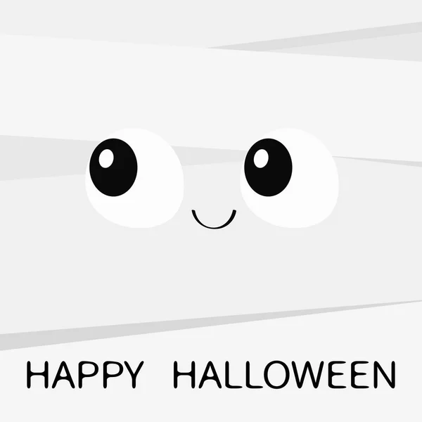 Happy Halloween Mummy Monster Square Face Cute Cartoon Funny Spooky — Stock Vector