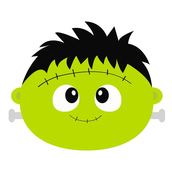 Frankenstein Zombie Monster Face Icon Fröhliches Halloween Niedlichen Cartoon Lustige — Stockvektor