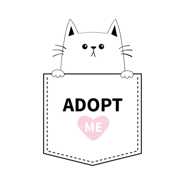 Přijmout Cute Cat Kapsa Ruce Růžové Srdce Kreslené Zvířata Kočička — Stockový vektor