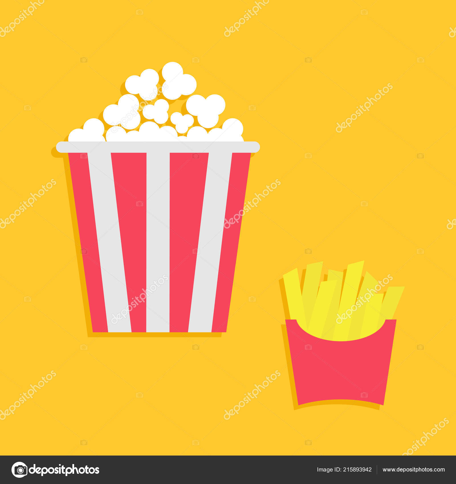 Pommes Frites Kartoffeln Einer Verpackung Aus Papier Popcorn Bratkartoffeln Kino Stockvektor C Worldofvector