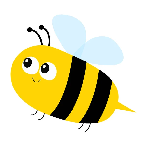 Icono Abeja Voladora Grandes Ojos Lindo Dibujo Animado Divertido Bebé — Vector de stock