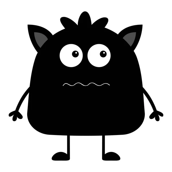 Lindo Icono Monstruo Silueta Negro Feliz Halloween Dibujos Animados Colorido — Vector de stock