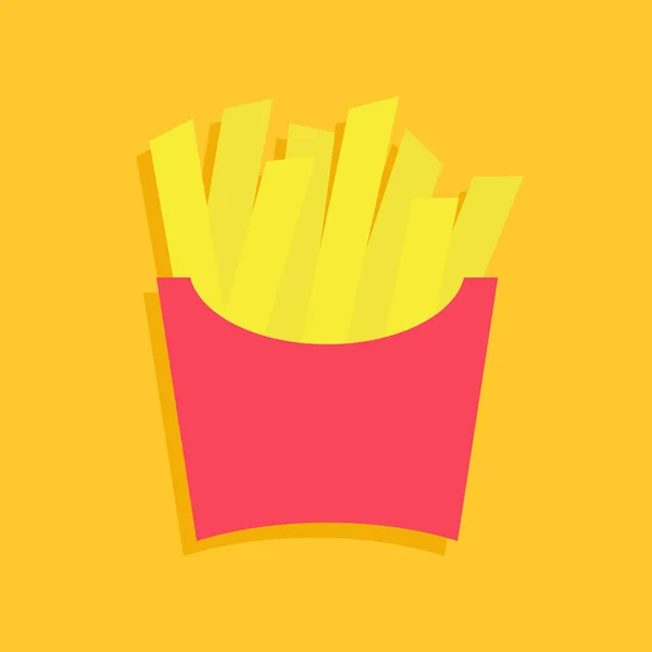 Papas Fritas Patata Una Caja Papel Icono Patatas Fritas Menú — Vector de stock