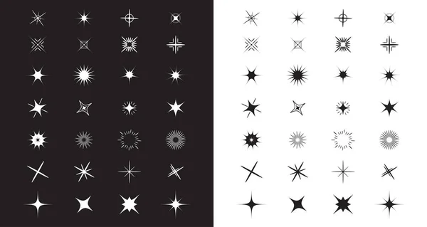 Estrellas Sparkles Signo Símbolo Conjunto Elemento Decorativo Linda Colección Formas — Archivo Imágenes Vectoriales