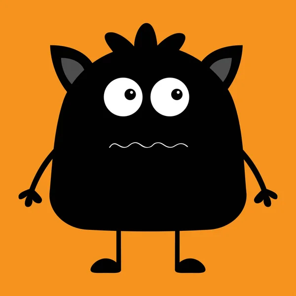 Lindo Icono Monstruo Silueta Negro Feliz Halloween Dibujos Animados Colorido — Vector de stock