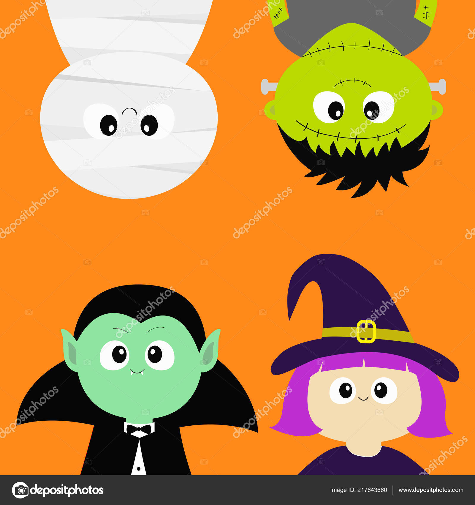 Cute Vector Halloween Characters Vampire Lady Dracula And