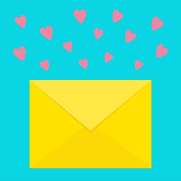 Icono Correo Electrónico Sobre Papel Amarillo Plantilla Carta Amor Con — Archivo Imágenes Vectoriales