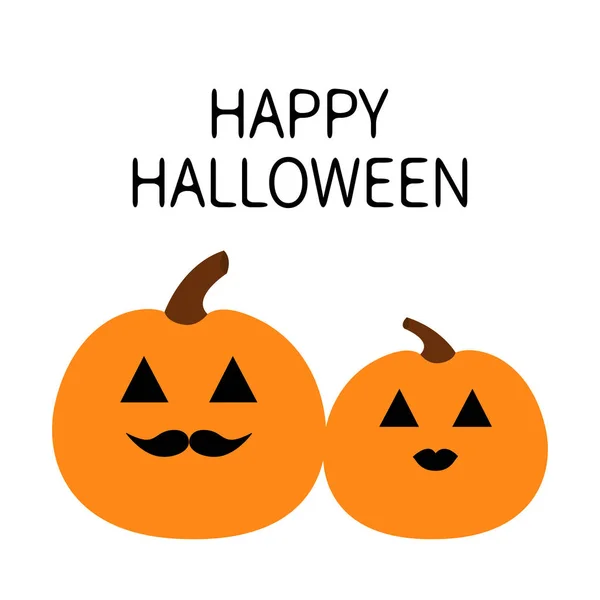 Feliz Halloween Familia Calabaza Amor Pareja Cara Sonriente Escalofriante Labios — Archivo Imágenes Vectoriales