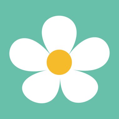 Beyaz papatya papatya. Sevimli çiçek bitki koleksiyonu. Papatya simgesi. Aşk kartı. Büyüyen kavramı. Düz tasarım. Yeşil arka plan. İzole. Vektör çizim