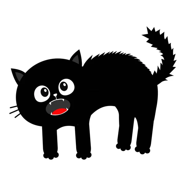 Yavru Kedi Çığlık Korkmuş Kedi Kemer Geri Saç Kürk Ucunda — Stok Vektör