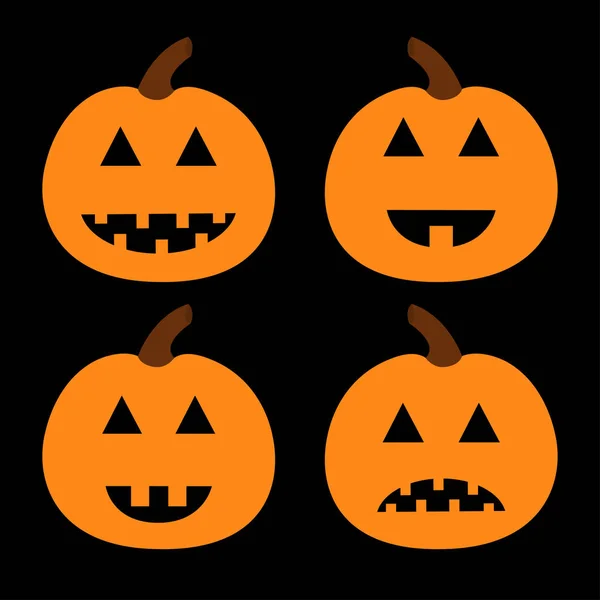 Feliz Conjunto Calabaza Halloween Cara Sonriente Escalofriante Lindo Personaje Dibujos — Archivo Imágenes Vectoriales