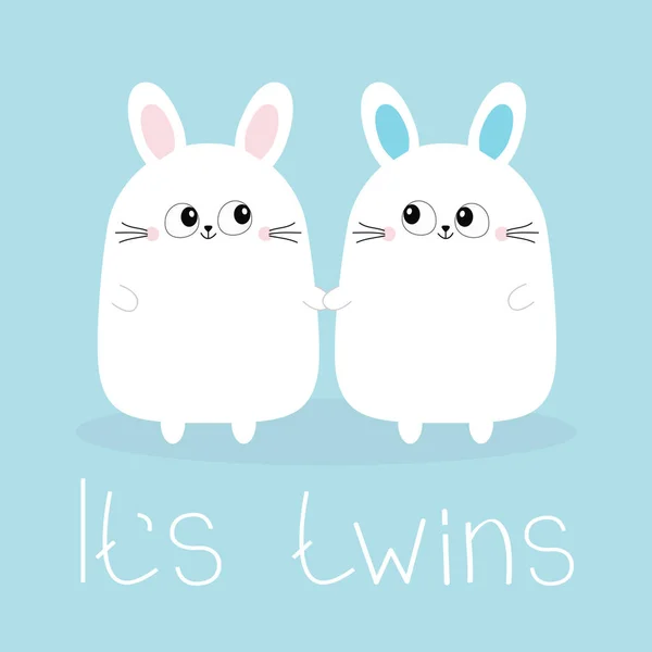 Ses Jumeaux Boy Girl Deux Lapins Jumeaux Mignons Ensemble Lapin — Image vectorielle