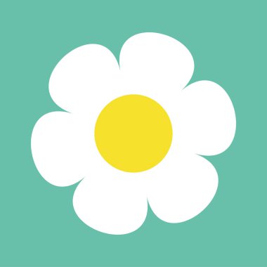 Papatya papatya. Sevimli çiçek bitki koleksiyonu. Beyaz papatya simgesi. Aşk kartı. Büyüyen kavramı. Düz tasarım. Yeşil arka plan. İzole. Vektör çizim