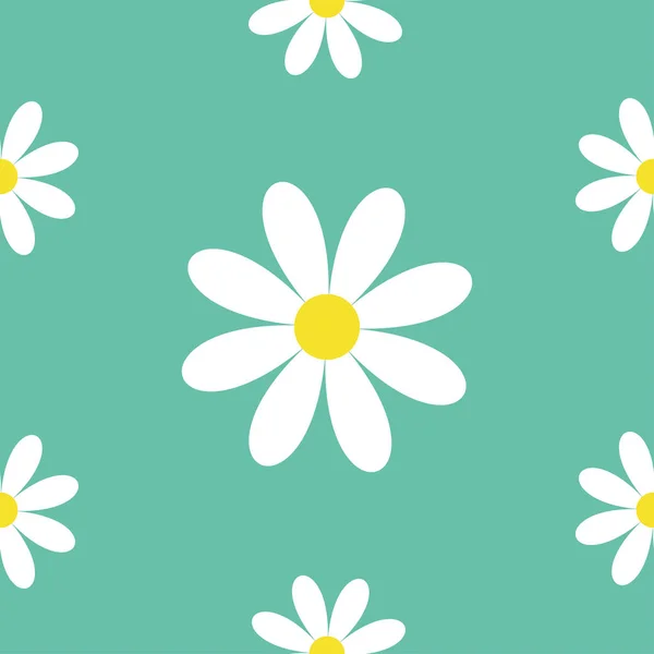 Naadloze Patroon Wit Daisy Kamille Pictogram Schattig Bloem Plant Collectie — Stockvector