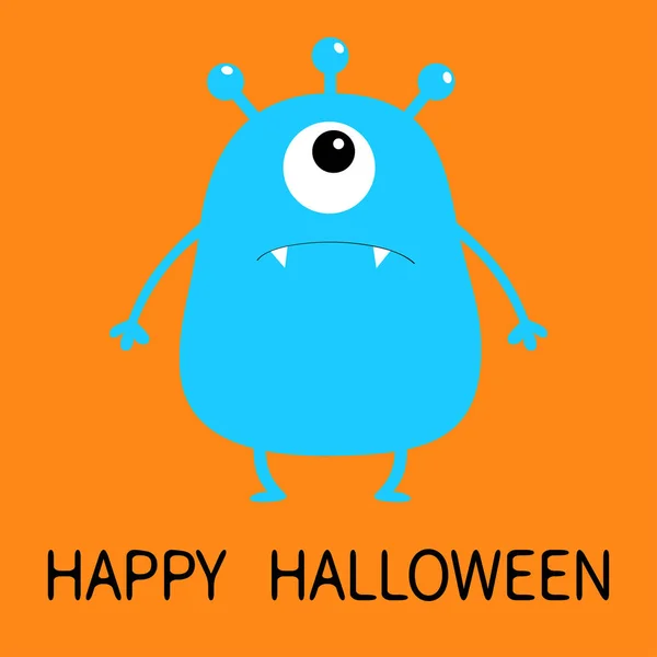 Fröhliches Halloween Blaue Monster Silhouette Niedlichen Cartoon Beängstigend Lustige Figur — Stockvektor