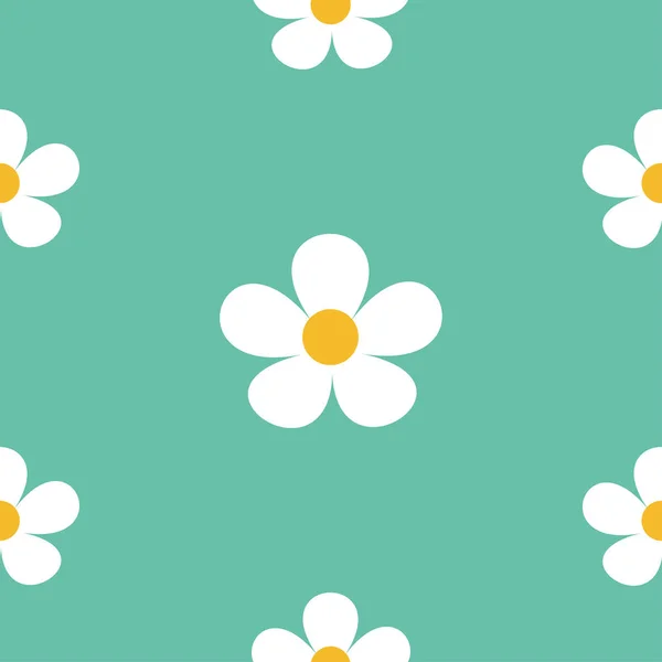 Weiße Gänseblümchen Kamille Symbol Niedliche Blumenpflanzensammlung Wachsendes Konzept Nahtlose Muster — Stockvektor