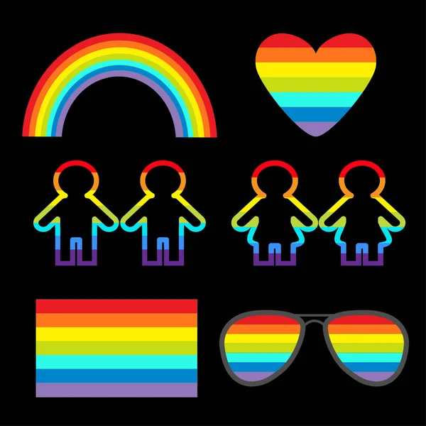 Regenboog Gassen Hart Zonnebril Vlag Meisje Jongen Pictogram Pictogramserie Gay — Stockvector