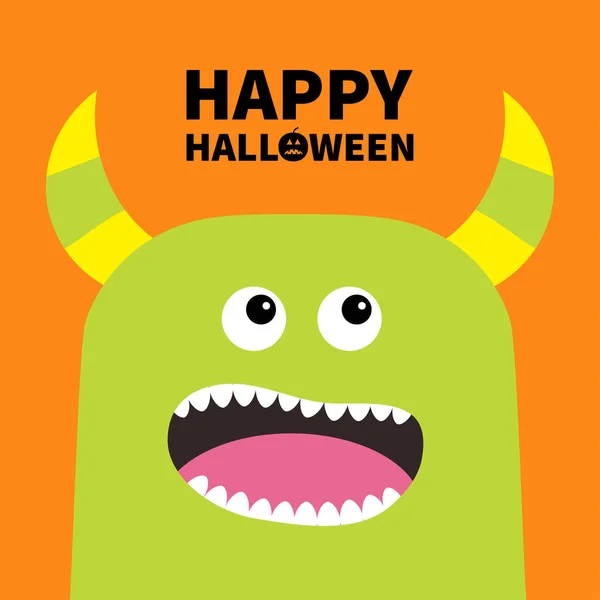 Happy Halloween Monster Scary Screaming Face Head Icon Eyes Horns — 图库矢量图片