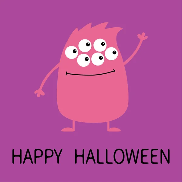Feliz Halloween Lindo Icono Monstruo Rosa Dibujos Animados Colorido Personaje — Vector de stock