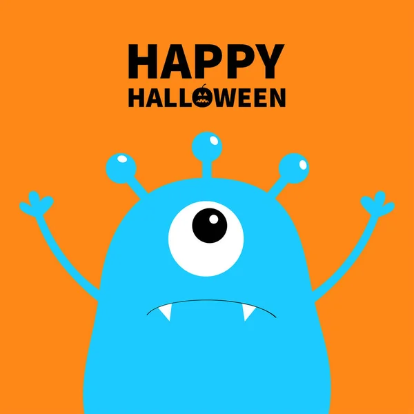 Happy Halloween Monster Scary Face Head Icon One Eye Ears — Stock Vector
