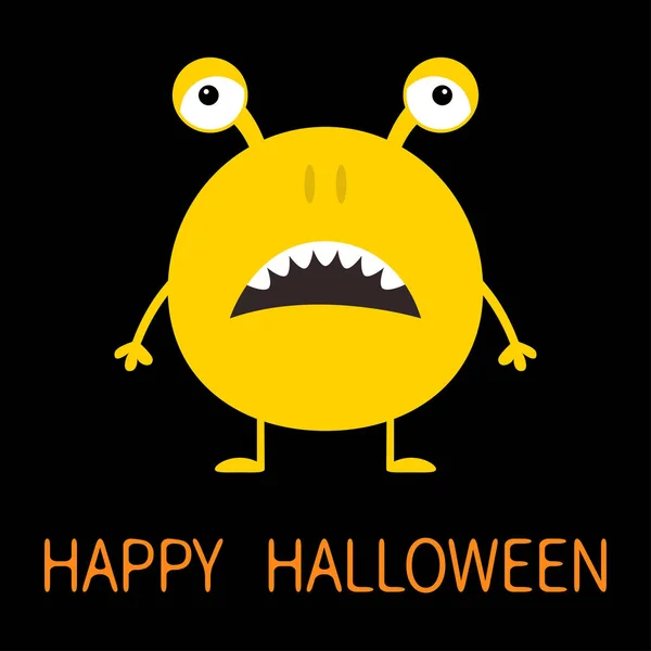 Happy Halloween Cute Yellow Monster Icon Cartoon Colorful Scary Funny — Stock Vector