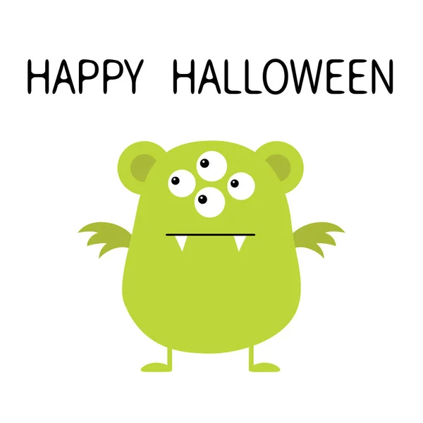 Buon Halloween Bella Icona Del Mostro Verde Cartone Animato Colorato — Vettoriale Stock