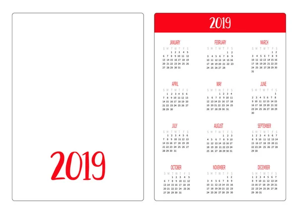 Einfaches Taschenkalender Layout 2018 Vorlage Für Das Neue Jahr Die — Stockvektor