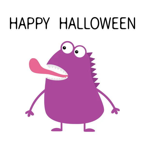 Buon Halloween Graziosa Icona Del Mostro Viola Cartone Animato Colorato — Vettoriale Stock