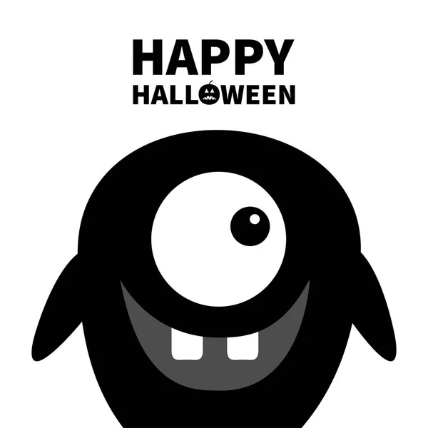 Fröhliches Halloween Niedlichen Schwarzen Silhouette Monster Gesicht Symbol Cartoon Bunte — Stockvektor