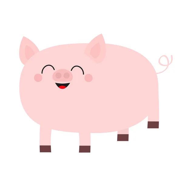 Pink Pig Smiling Face Cute Cartoon Funny Baby Character Hog — Stock Vector