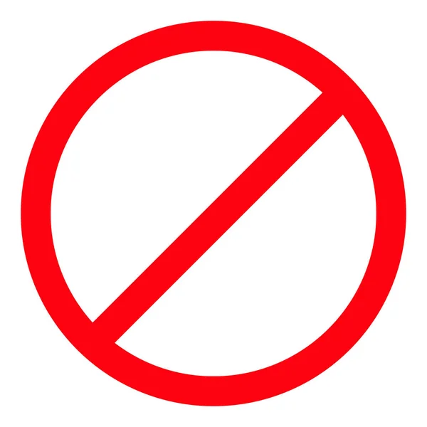 禁止記号なし 赤いラウンド停止警告のサインです テンプレートです 白い背景 分離されました フラット デザイン ベクトル イラスト — ストックベクタ