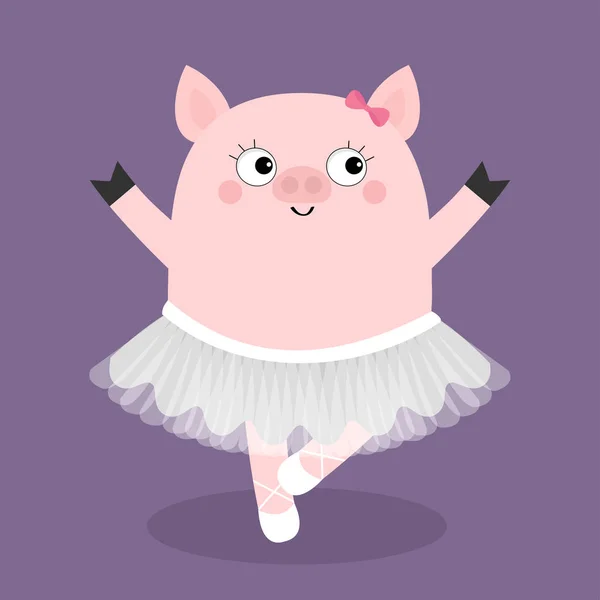 Piggy Vestido Com Saia Branca Fundo Lilás Vector — Vetor de Stock