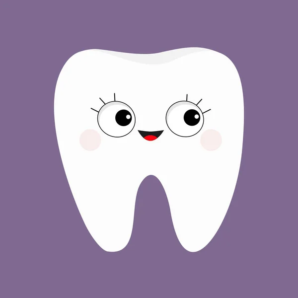 Cute Tooth Icon Violet Background Vector Illustration — Stock Vector