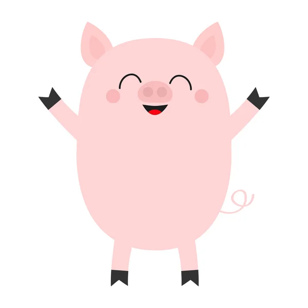 Cochon Rose Mignon Personnage Dessin Animé Drôle Bébé Visage Souriant — Image vectorielle