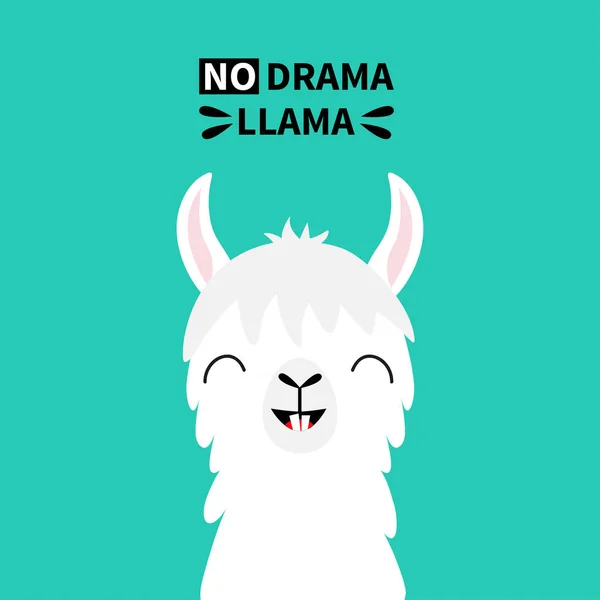 Llama Alpaca Animal Rosto Pescoço Dente Não Drama Bonito Desenho — Vetor de Stock