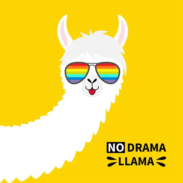 Alpaca Llama Animal Face Arco Íris Glassess Não Drama Bonito — Vetor de Stock
