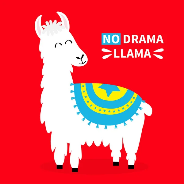 Llama Alpaca Não Drama Cara Triste Bonito Desenho Animado Engraçado — Vetor de Stock