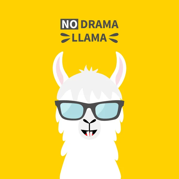 Lama Alpaka Zvířecí Tvář Nosí Sluneční Brýle Žádné Drama Roztomilý — Stockový vektor