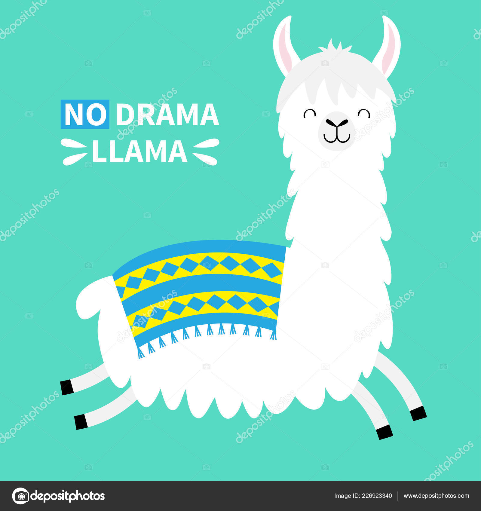 Lama Alpaka Beim Laufen Springen Kein Drama Niedlichen Cartoon Lustig