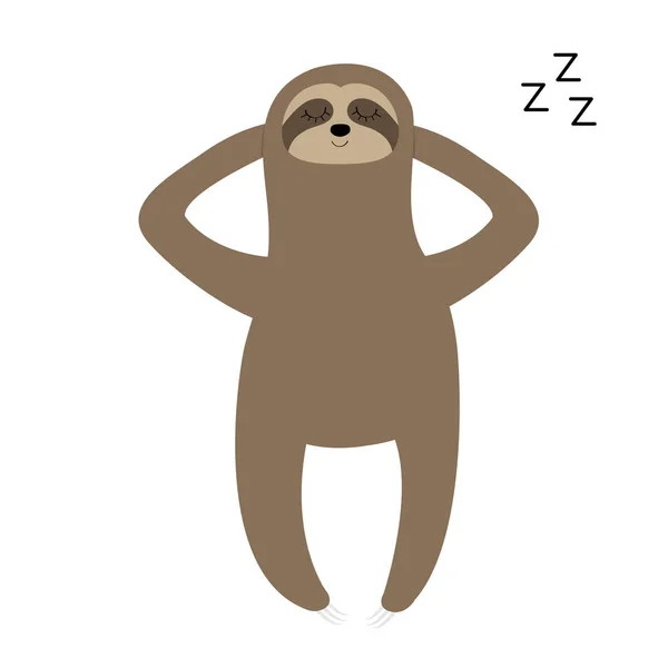 Sloth Laying Floor Sleeping Sign Zzz Slow Cute Cartoon Funny — Stock Vector