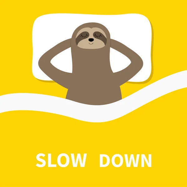 Sloth Dort Peux Pas Dormir Lit Doucement Couverture Oreiller Mignon — Image vectorielle