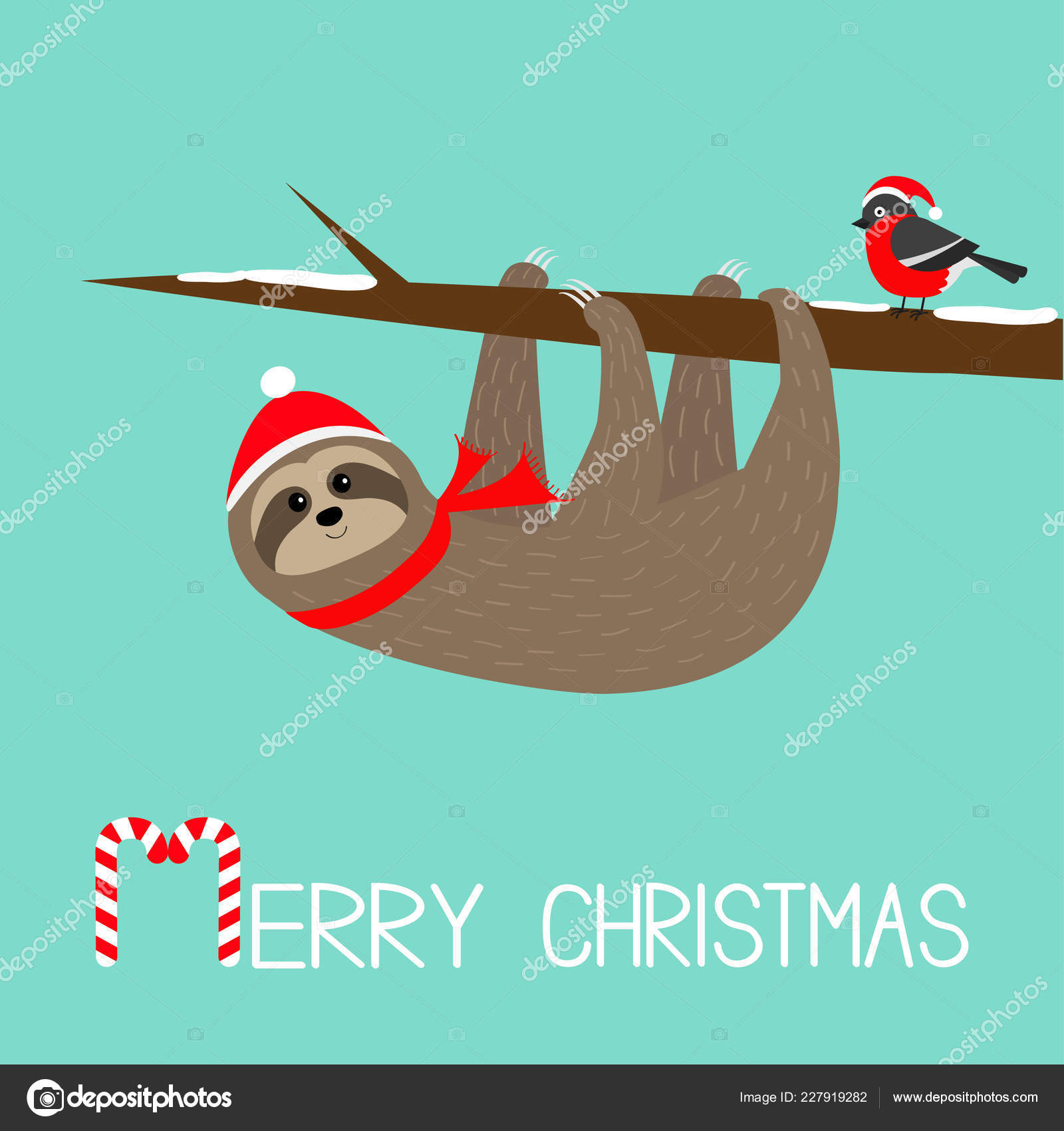Joyeux Noël Paresse Suspendu Une Branche Arbre Berry Rowan