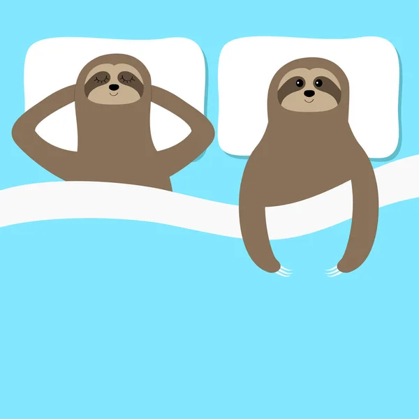 Sloth Famille Amour Couple Dormir Doucement Peux Pas Dormir Lit — Image vectorielle
