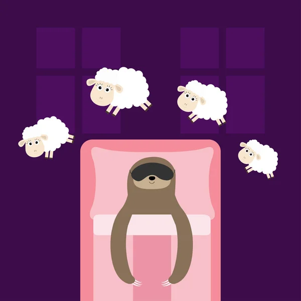 Χαριτωμένο Τεμπέλης Βραδύποδες Μάσκα Ύπνου Άλμα Πρόβατα Επίκλιση Ύπνου Πρόκειται — Διανυσματικό Αρχείο
