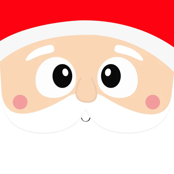 顔アイコン サンタ クロース四角い頭 白い眉 赤い帽子 メリークリスマス 明けましておめでとう かわいい漫画の可愛い面白い文字です 冬の背景 グリーティング — ストックベクタ