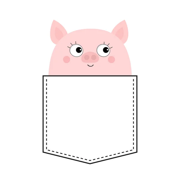 Cabeza Cerdo Bolsillo Lindos Animales Dibujos Animados Piggy Personaje Lechón — Archivo Imágenes Vectoriales