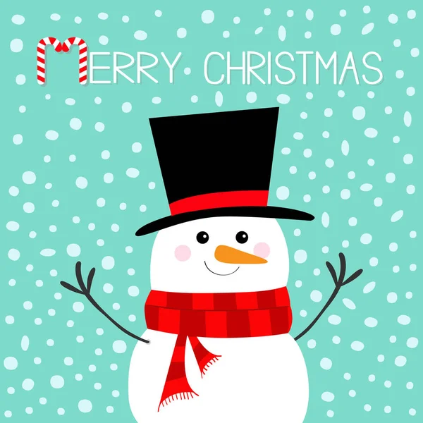 Mutlu Noeller Şeker Kamışı Kardan Adam Havuç Burun Siyah Şapka — Stok Vektör